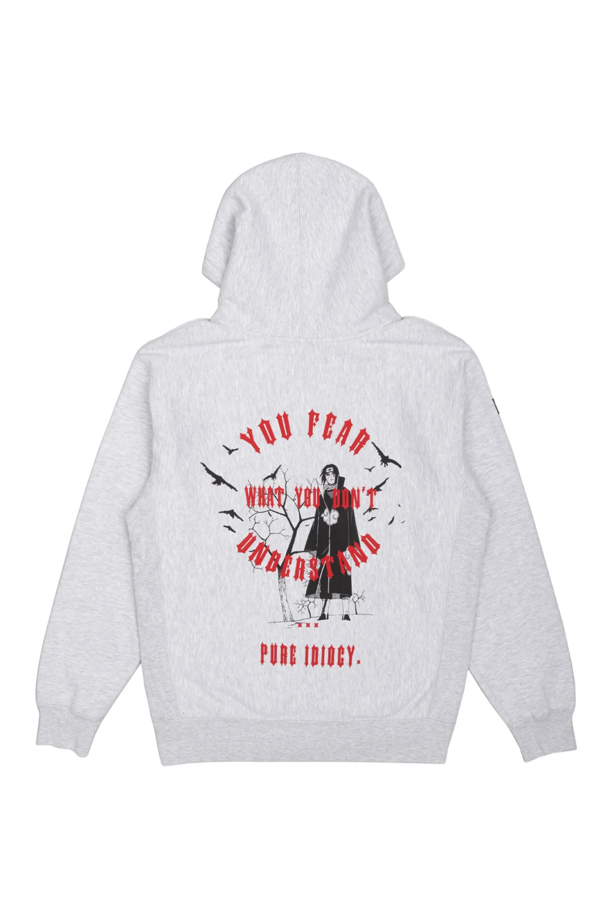 Naruto Itachi Fear Hoodie - Heather Grey 3 Naruto Itachi Fear Hoodie - Heather Grey