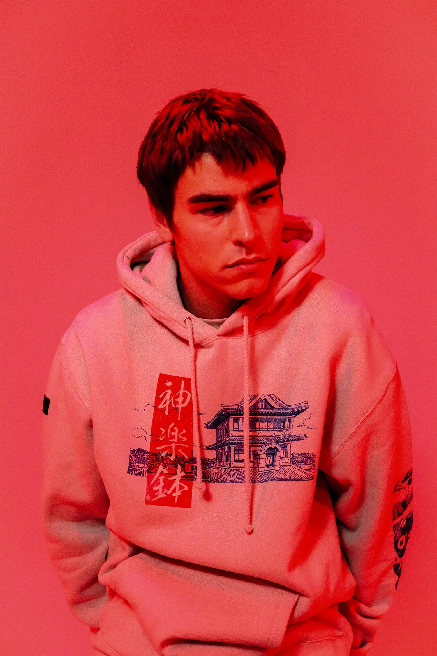 Kagurabachi Enten Nishiki Kuro Pullover Hoodie - Bone