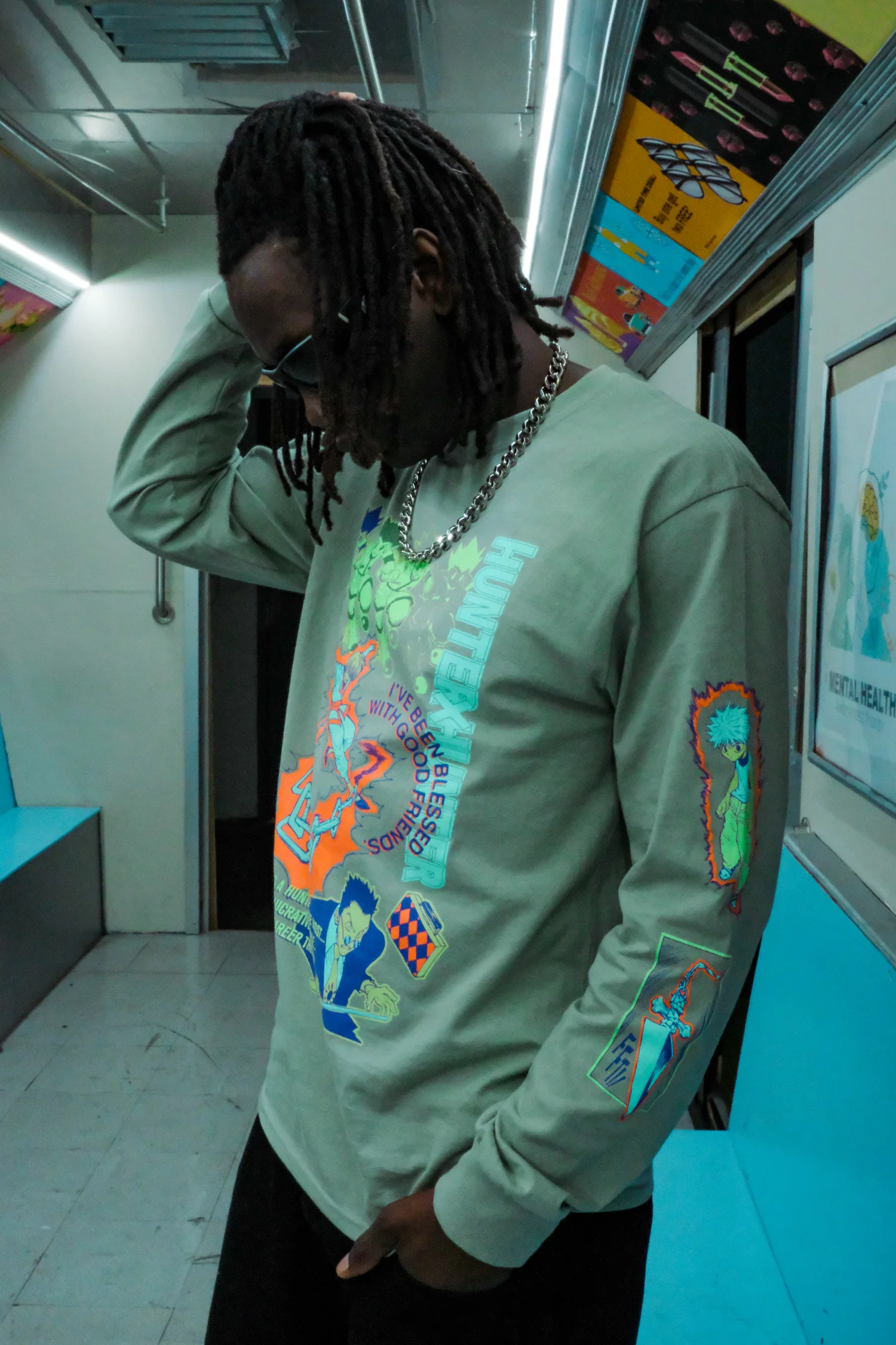 Hunter x Hunter Rookie Hunters LS Tee - Stonewash Green 3 Hunter x Hunter Rookie Hunters LS Tee - Stonewash Green