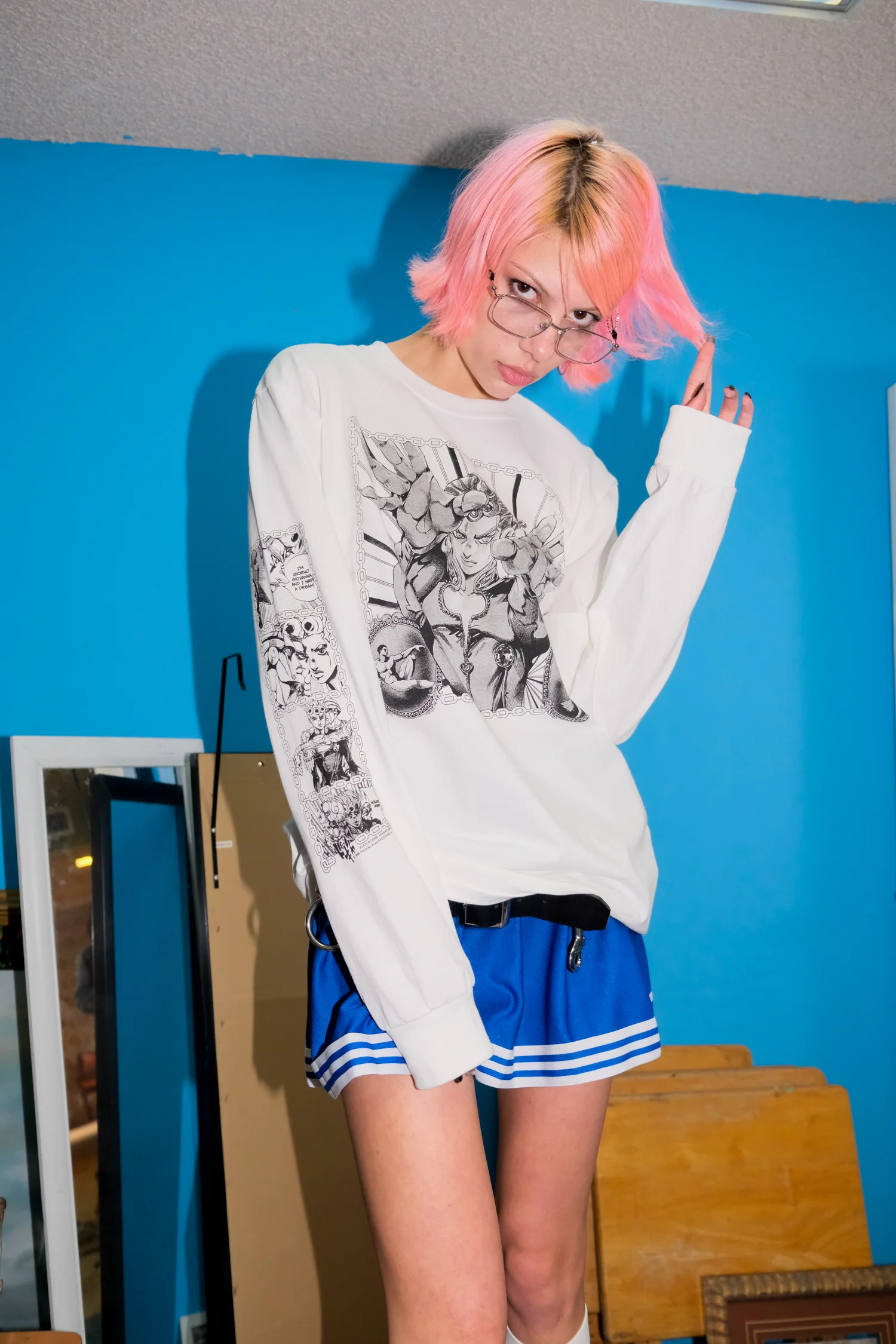 JoJo's Bizarre Adventure: Part 5 Golden Wind Giorno LS Tee - White 1 JoJo's Bizarre Adventure: Part 5 Golden Wind Giorno LS Tee - White