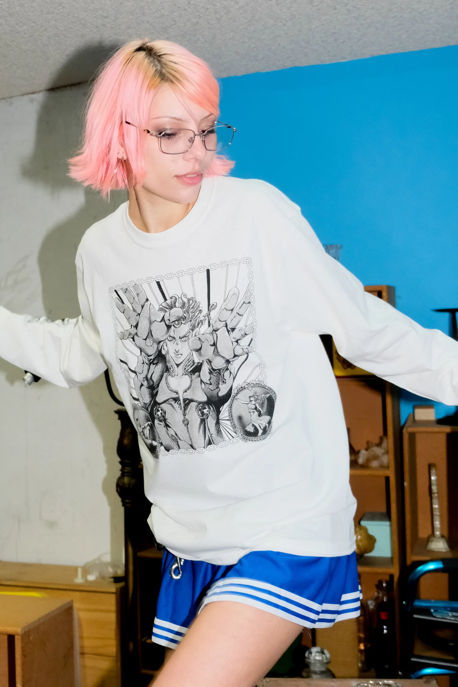 JoJo's Bizarre Adventure: Part 5 Golden Wind Giorno LS Tee - White 2 JoJo's Bizarre Adventure: Part 5 Golden Wind Giorno LS Tee - White