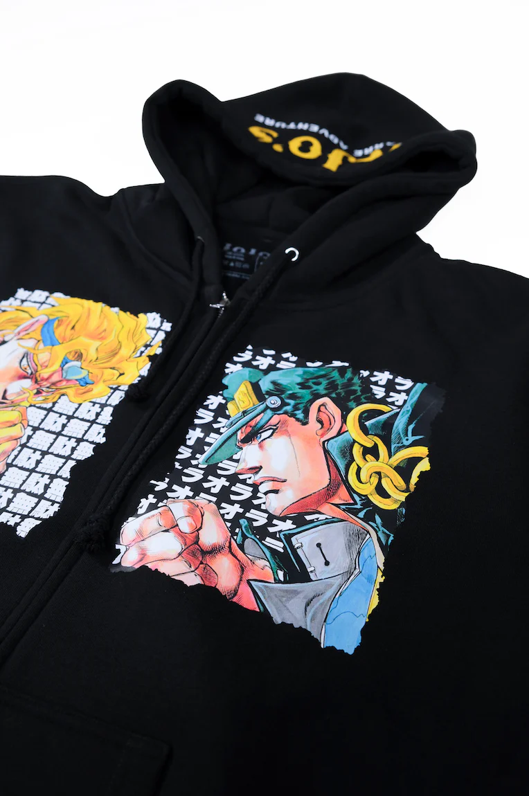 JoJo's Bizarre Adventure Face Off Zip Hoodie - Black 4 JoJo's Bizarre Adventure Face Off Zip Hoodie - Black