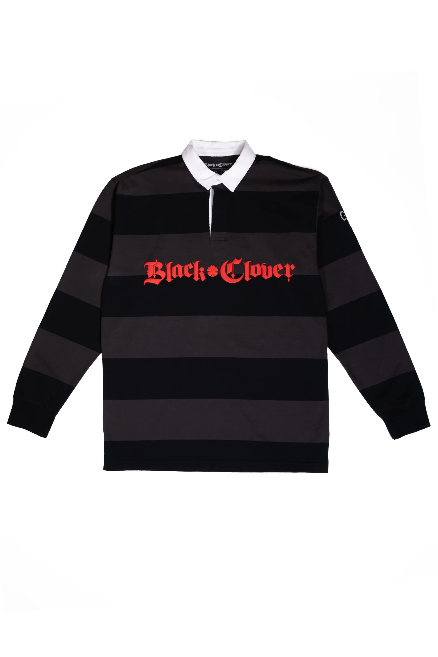 Black Clover Logo Striped Rugby - Black/Grey