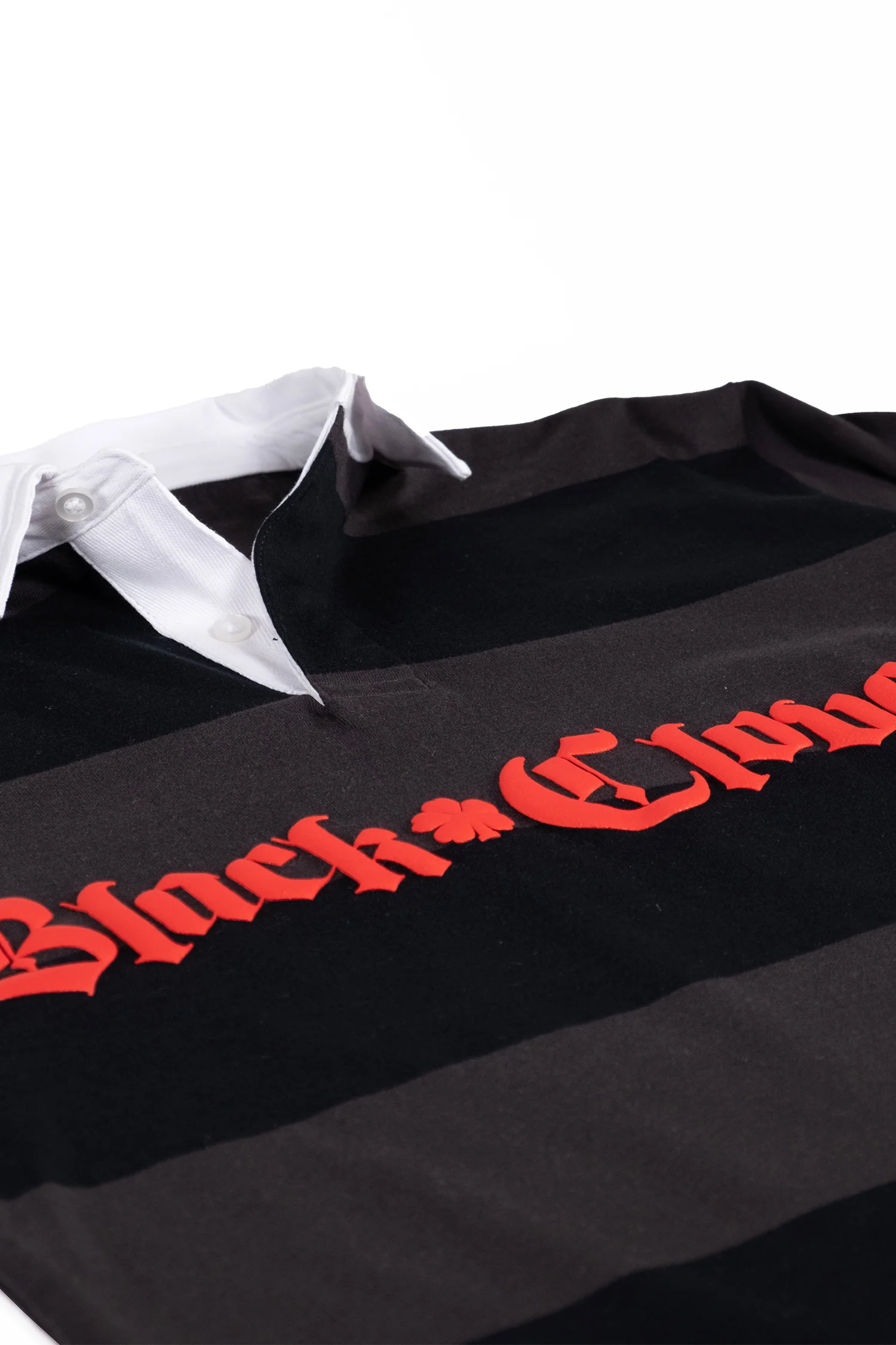 Black Clover Logo Striped Rugby - Black/Grey