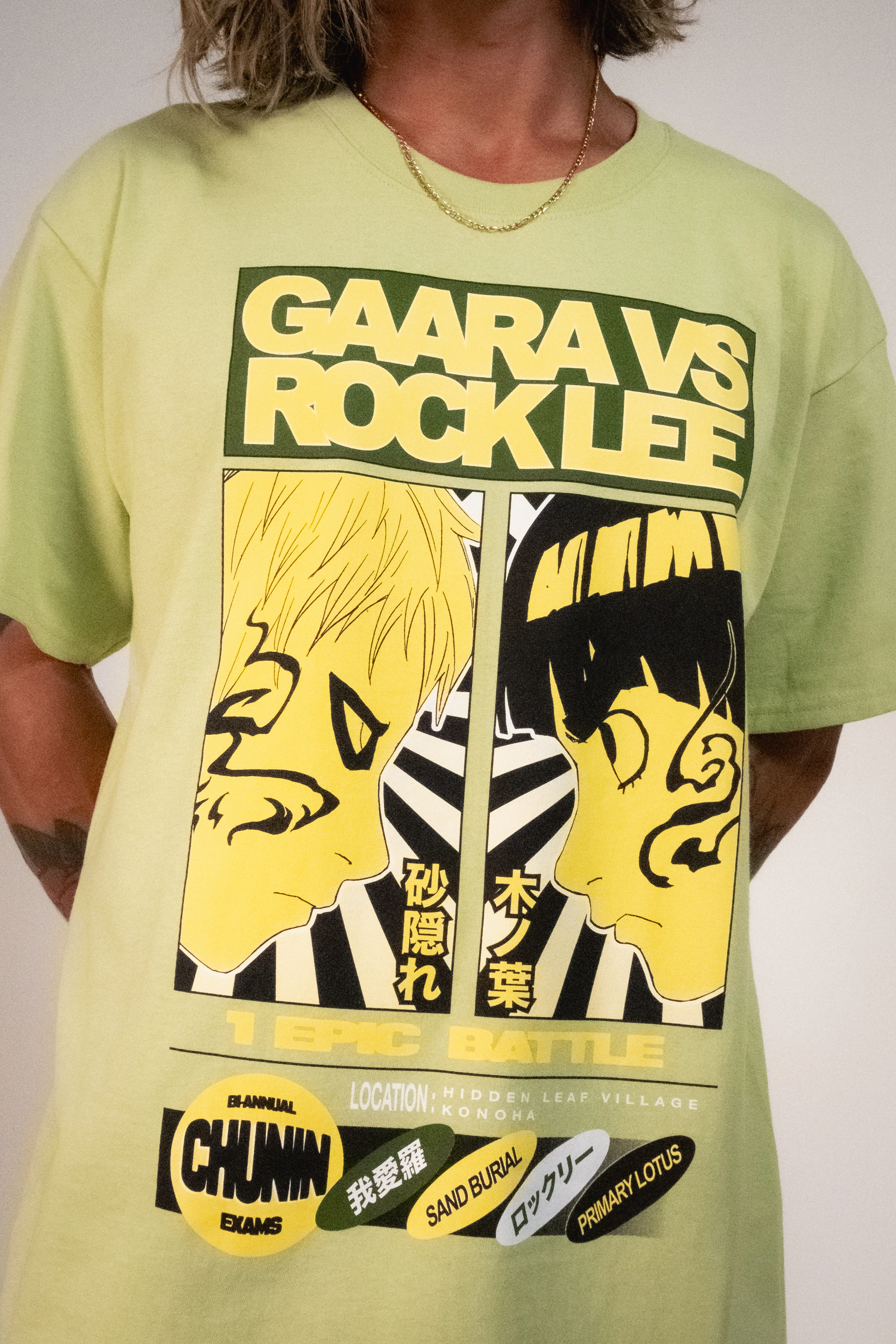 Naruto 25th Gaara VS Rock Lee Tee - Dill Green 1 Naruto 25th Gaara VS Rock Lee Tee - Dill Green